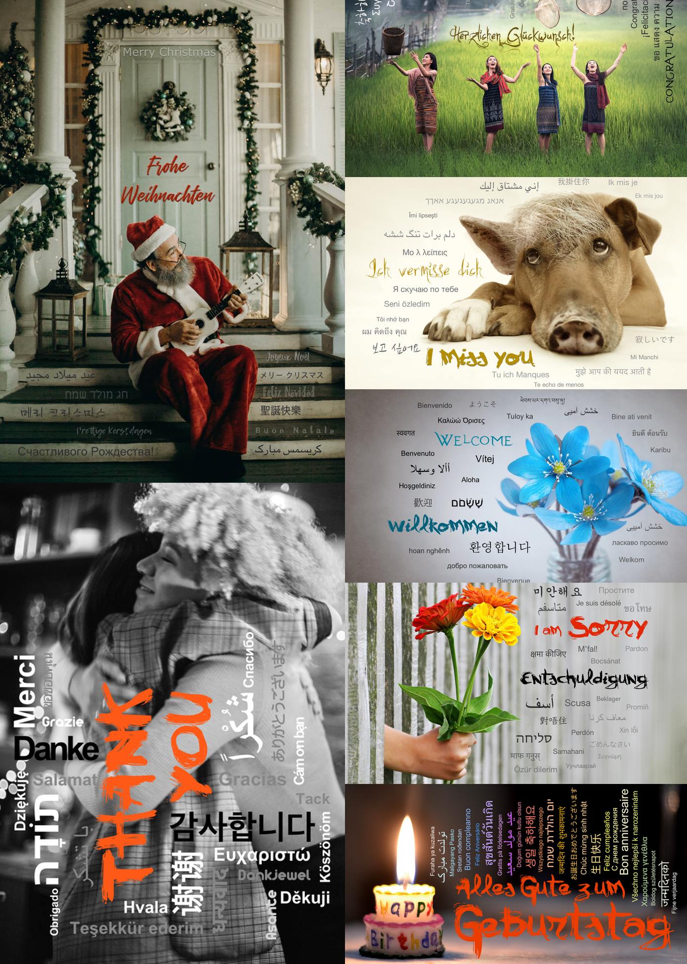 Postkarte "Herzlichen Glückwunsch!", in 25 Sprachen - LILLYPARK